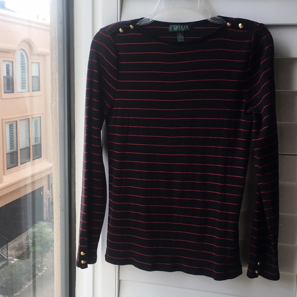 Black with red stripes Ralph Lauren cotton top